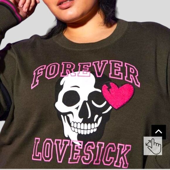 TORRID LOVESICK Plus Size Warm Crew Neck Skull Heart Graphic Sweater 3X - Picture 5 of 16